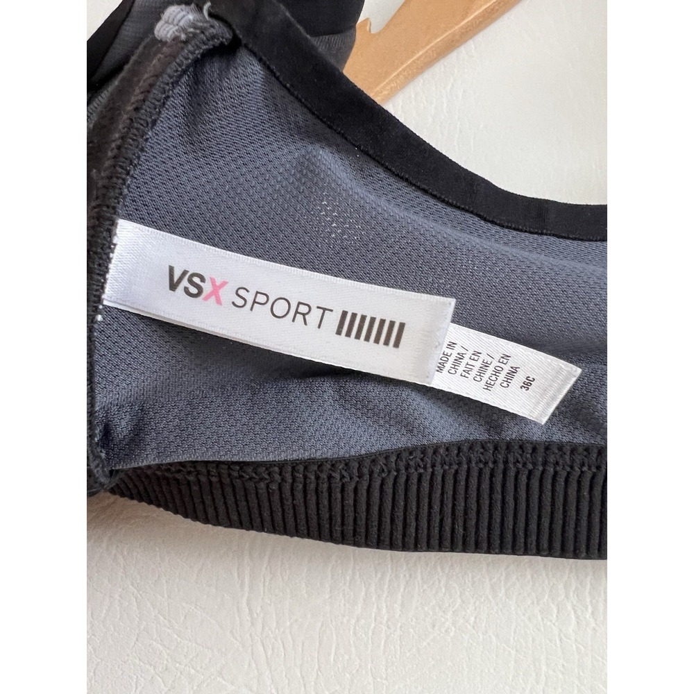 Victoria's Secret VSX Sport Womens 36C Black Zip Front Padded Bra Activewear - Picture 8 of 12